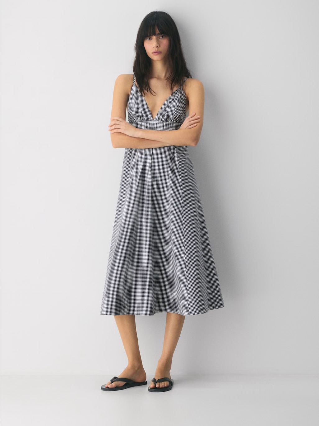 Aritzia Encourage 100% Cotton Poplin Gingham Maxi Dress Nwt